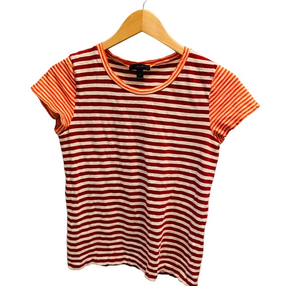 J. Crew Tops - J. Crew Red & Orange Striped Contrast Tee